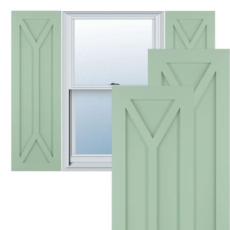 True Fit PVC San Carlos Mission Style Fixed Mount Shutters, Seaglass, 18W X 76H